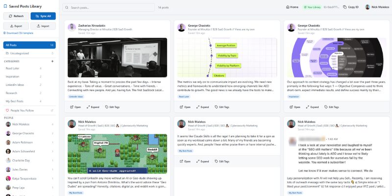 LibrarIn, the LinkedIn extension to manage favourite posts.