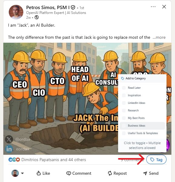tagging linkedin post